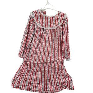 Lanz of Salzburg Girls Red Striped Floral Nightgown Size XL 14/16